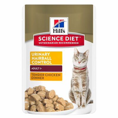 Hills Adult Urinary Hairball Control Wet Cat Food Tender Chicken