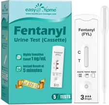 Easy@Home Fentanyl Urine Test - Ultra-Sensitive Rapid Drug Test - 5 Pack