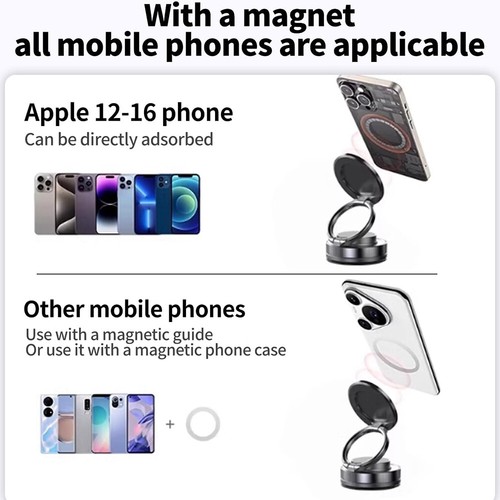 Vacuum Suction Cup Car Mount Tri-Fold Stand Magnetic Phone Holder for All Phones - 第 14/28 張圖片