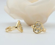 18k Layered Real Gold Filled Round Huggies hoop Earrings Heart