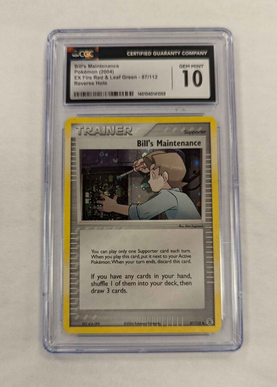 2004 Pokemon Fire Red Leaf Green Bill's Maintenance 87/112 Reverse Holo CGC 10