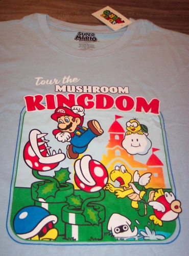 Vintage Style SUPER MARIO BROS. NES Nintendo T-Shirt LARGE NEW  1980's Koopa