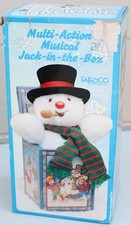 ENESCO 1977 FROSTY SNOWMAN MULTI-ACTION MUSICAL JACK-IN-THE-BOX NEW IN BOX