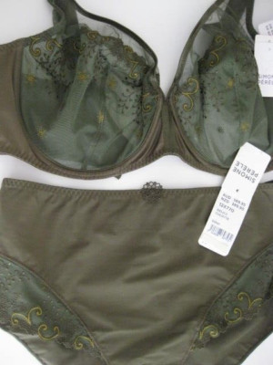 SET Simone Perele DELICE 18E / 40E Full Plunge Bra + Sz 6 Culotte Safari Rrp$200