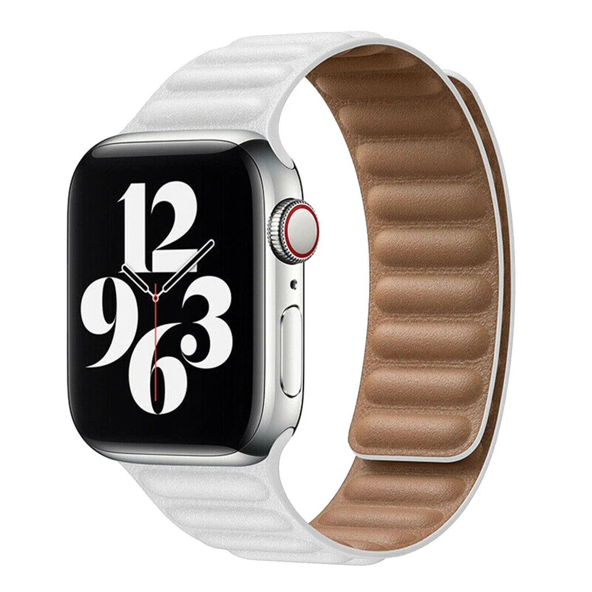For Apple Watch iWatch Series 5 40mm White Leather Loop Magnetic Link Band Strap