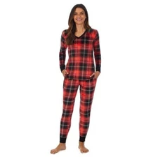 Cuddl Duds Women 1X Plus Black Red Plaid Minky Fleece Lounge Pajama Set NWT