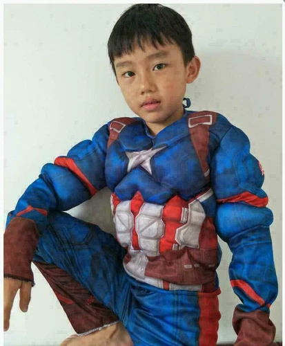 Kinder kleid Kostüm Avengers Vereinigte Staaten von Amerika Captain Muscle Chest - Bild 2 von 12