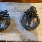 Pair Of Vintage Drop Ring Victorian Brass Hardware Floral Design — photo 9