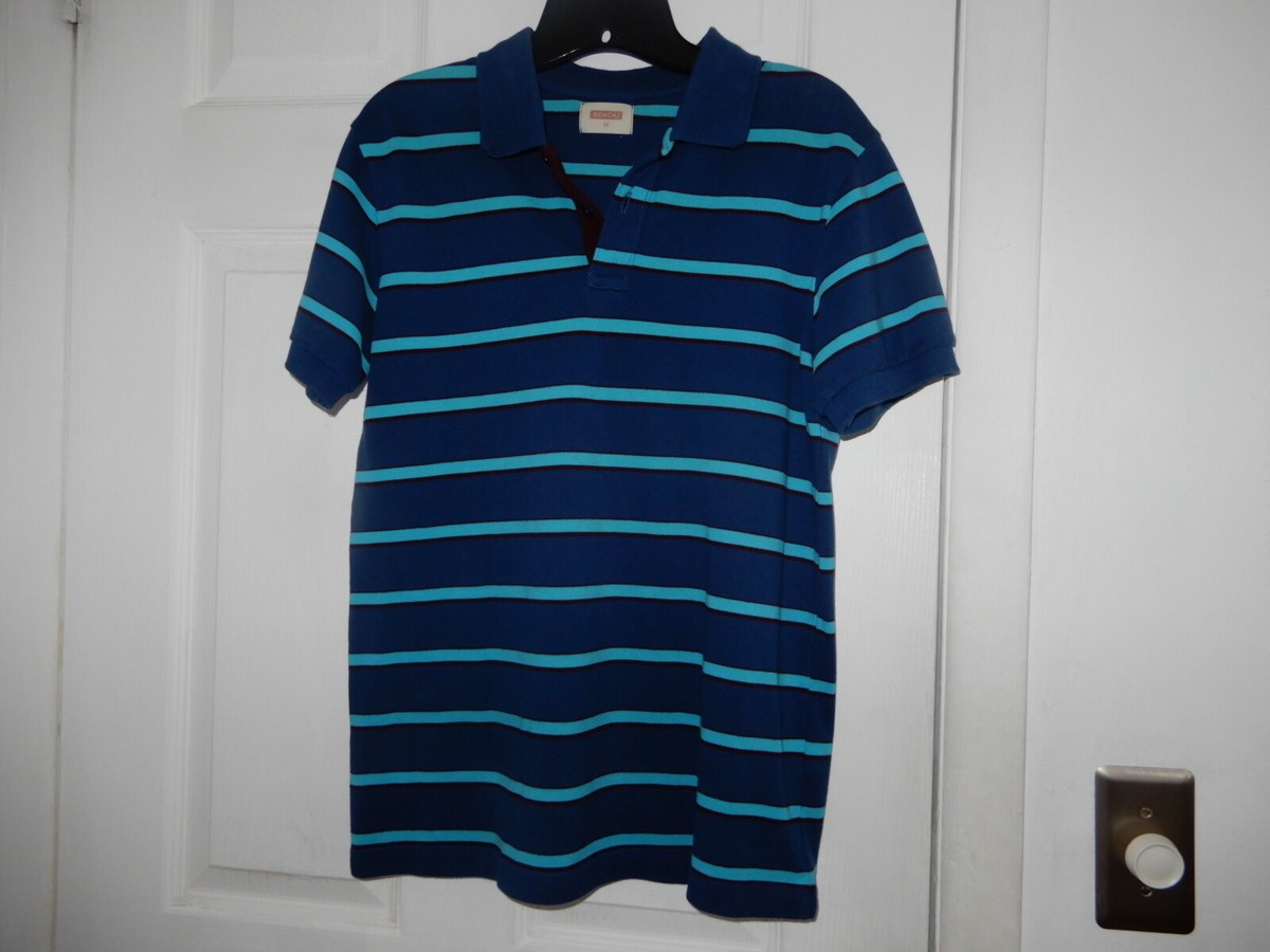 Bench Mens Shirt Stripped Medium Blue Teal UK