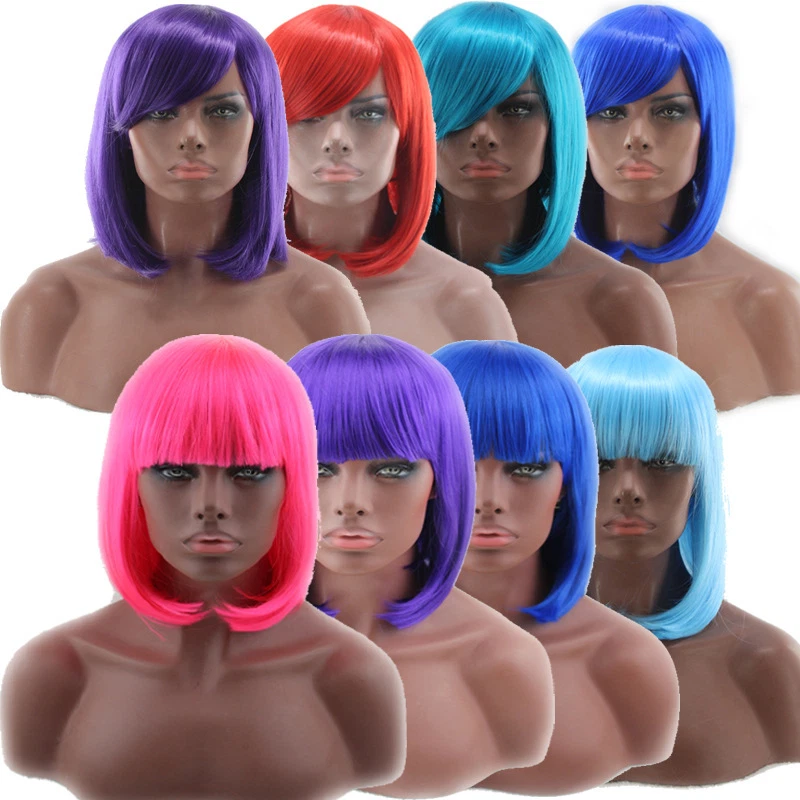 Sexy Peluca BOBO Pelo Múltiples Colores Disfraz Anime Pelo Peluca Completa Ondulada Pelo Foto 3 de 3