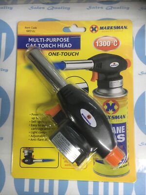MEHRZWECK GASBRENNER KOPF FLAMMENWERFER ONE TOUCH 1300°C STARKE FLAMME