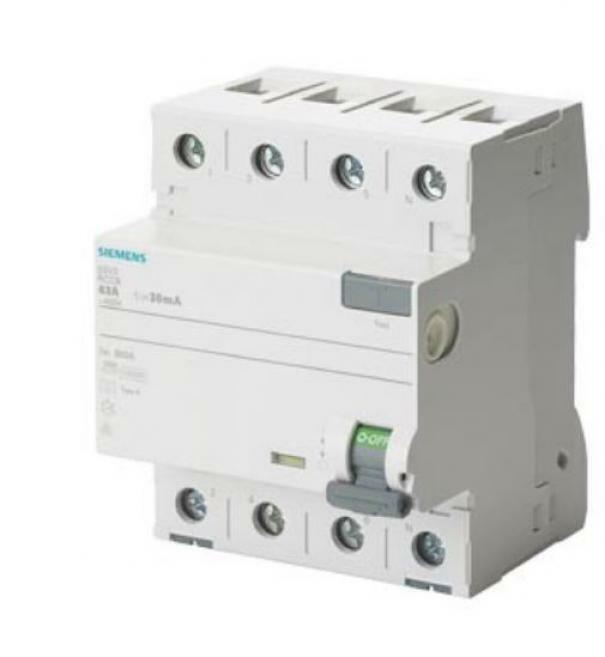 SIEMENS INTERRUTTORE AUTOMATICO DIFFERENZIALE 4P 63A 03A TIPO A 5SV36466