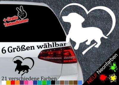 Dackel Herz Aufkleber 6 Größen 21 Farben- Dachshund Teckel Erdhund Jagd Kurzhaar