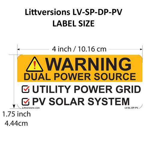 Solar Waring Dual Power Source Utility PV Solar System Sticker Notice Labels - Picture 3 of 6
