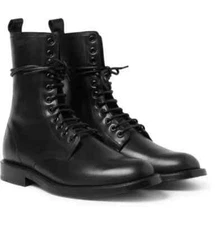 New Black Leather Formal High Ankle Lace Up Military Foorware For Mens