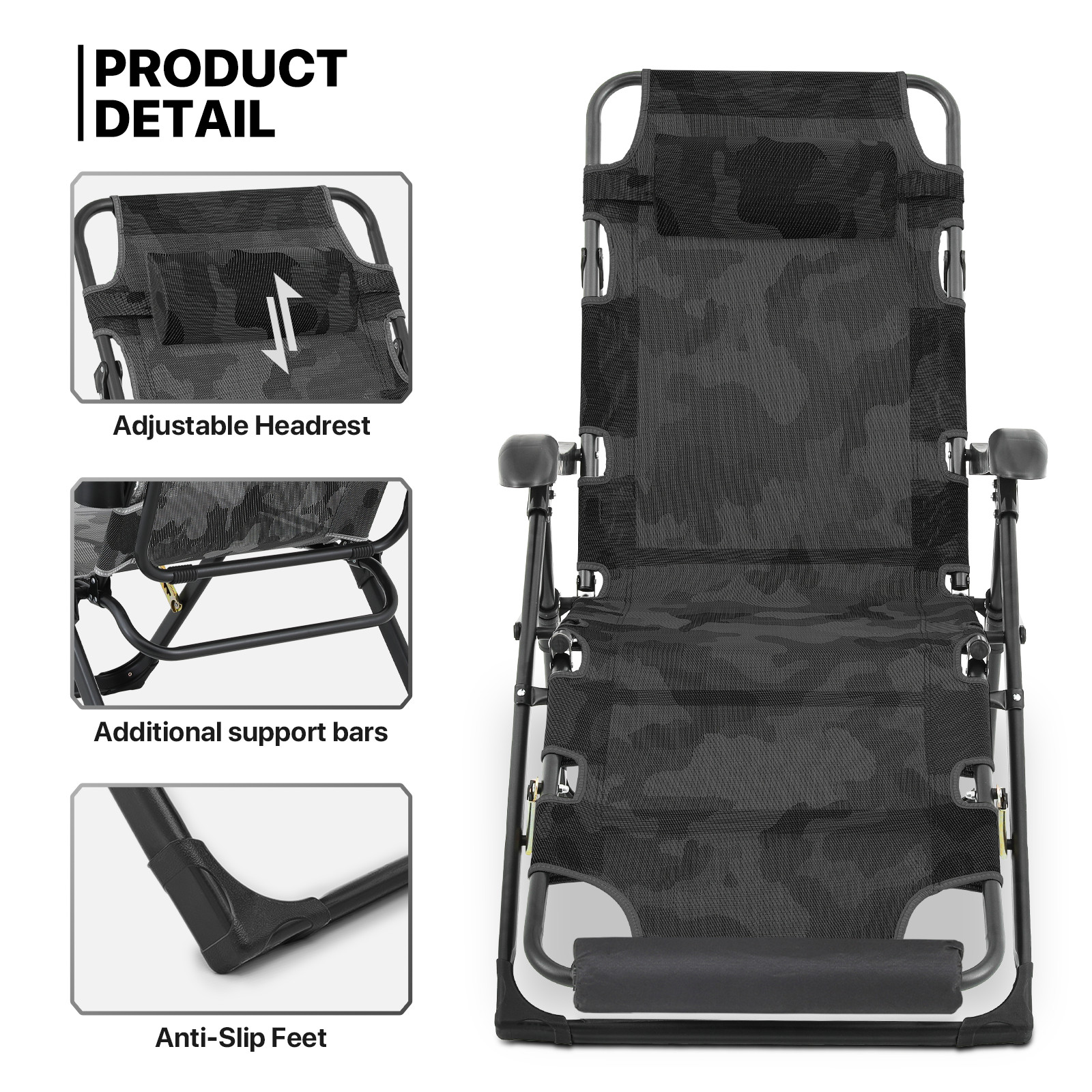 Foldable Zero Gravity Chair Adjustable Patio Beach Lounge Recliner Camping Cot