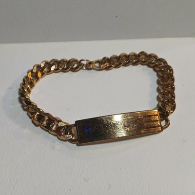    Vintage Speidel U.S.A. Gold Tone ID Curb Chain Bracelet  