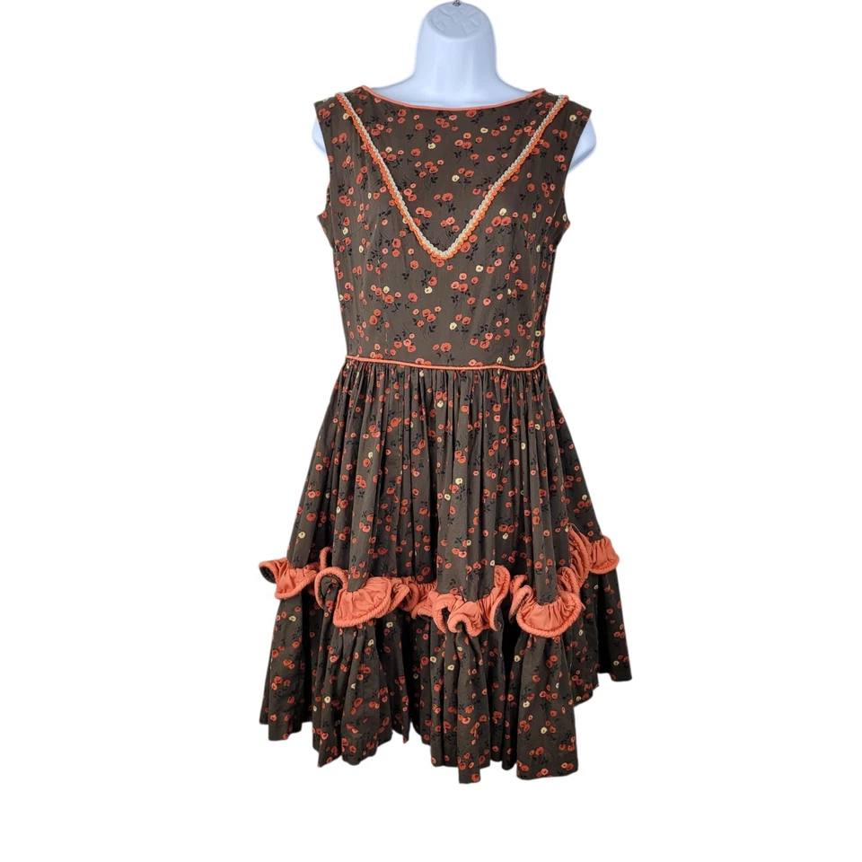 Vintage Pinup Dress Flare Circle Skirt Size Small Medium Western Cowgirl Dance - Image 2 of 4