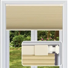 Cordless Cellular Shades, Light Cream 35W x 64H Blinds No Drill