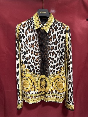 Versace Women s Formal Wild Barocco Print Shirt Silk Sz 42 AUTHENTIC NWT