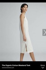 Everlane the weekend tank dress organic cotton midi beige stripe womens XXS