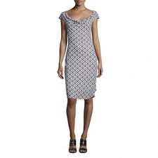 Tory Burch Printed Cowl Neck Knee Length Dress Sz XS Work Event Career