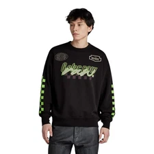 G-Star Men's Moto Sport Graphic Loose Sweatshirt B782-BLK-S