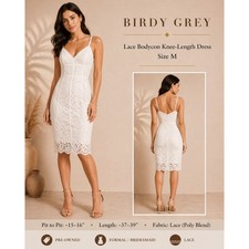 Lulus White Lace Bodycon Knee-Length Dress Size M Adjustable Straps Bridal EUC
