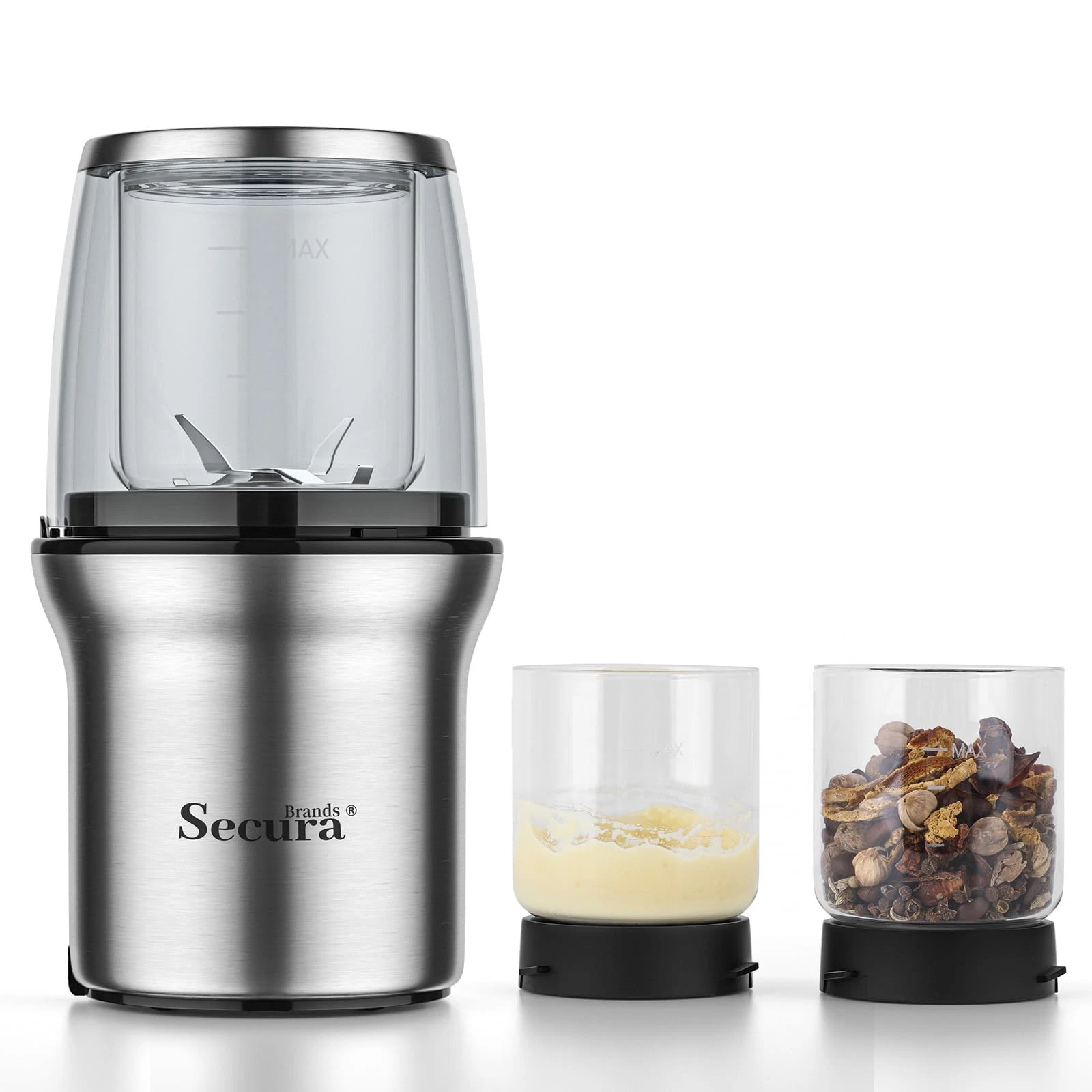 Coffee Grinder Spice Herb Seeds Grinder with Glass Bowl, Dry and Wet Grinder
