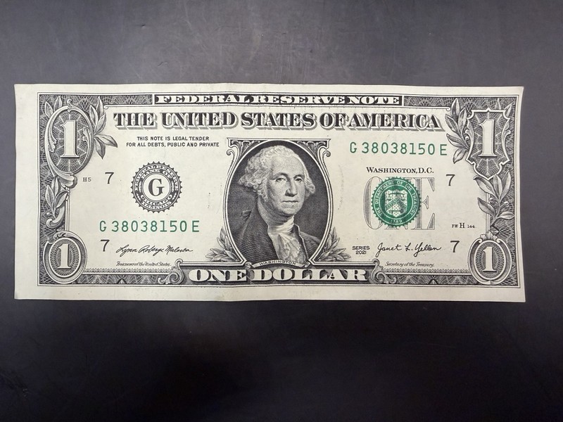 US Paper Currency Major Miscut/Misalignment $1 Series 2021