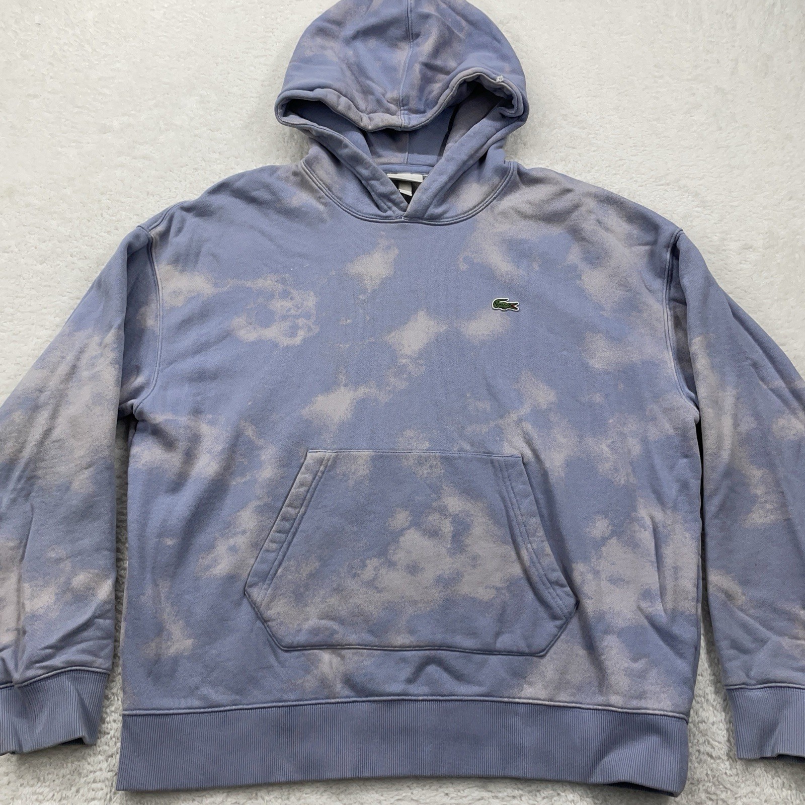 Lacoste Live Men's Blue White Cloud Color Logo Pullover Hoodie