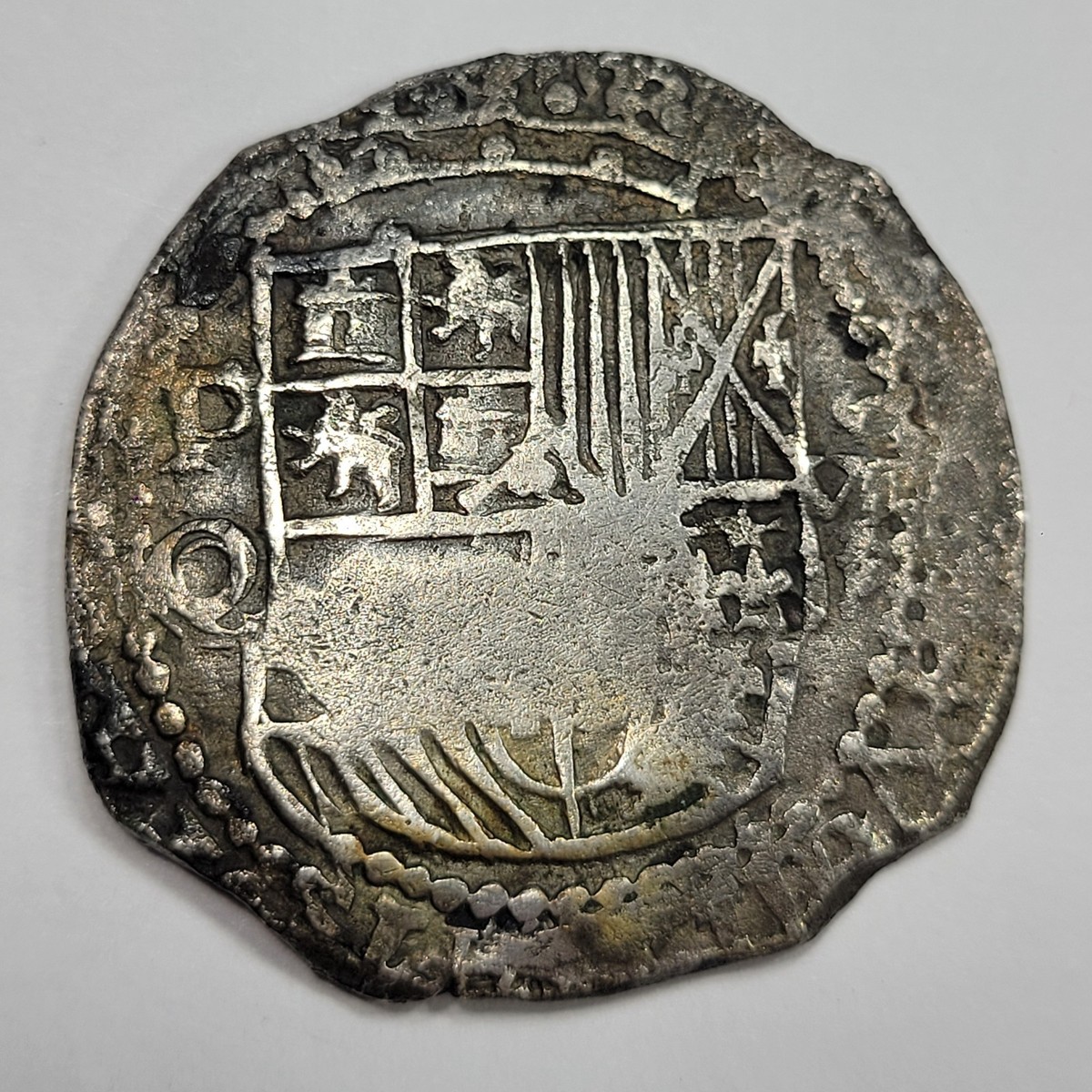 古代　朝鮮　盃、盃台　トヒチサ　東さ7-0708☆2F 1613-1616 Cob 8 Reales Spanish Colonial Assayer Q Shipwreck Potosi
