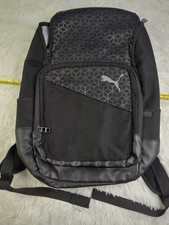 Puma Epoch Laptop Backpack Black School Sport Heat seal Cat Logo, Preowned