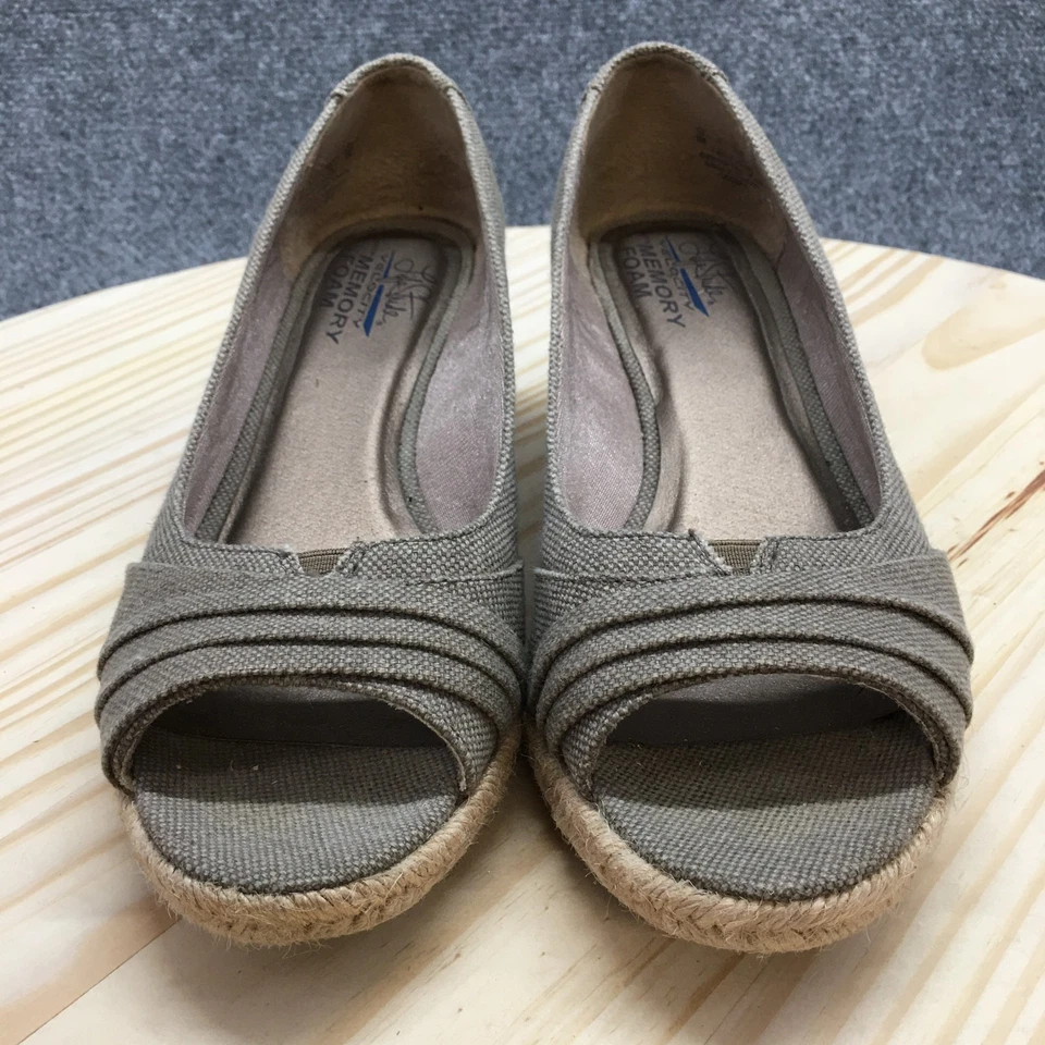 LifeStride Sandals Womens 9M Occupy Espadrille Brown Peep Toe Casual Wedge Heels - Image 4 of 4