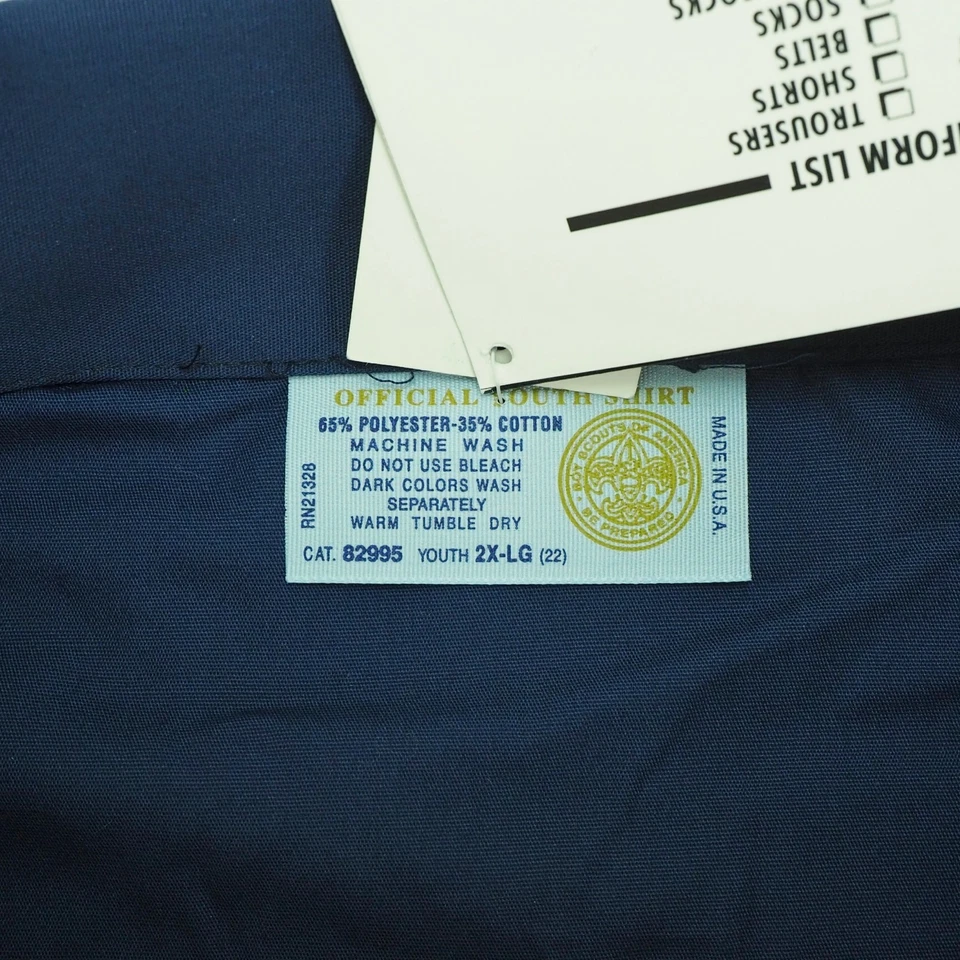 New Boy Scouts of America Uniform Shirt Youth Boys 2XL XXL Blue USA Flag Camp - Image 4 of 4