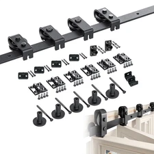 64in Bifold Sliding Door Track,Sliding barn door hardware kit,Black,Brand New--