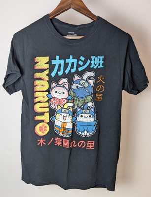 Nyaruto Cat Ninja Tee UK Small Black Naruto Parody