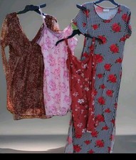 Lot of 4 Women's Multicolor Summer Dresses Assorted Patterns and Colors size L