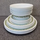 Vtg Corelle Pyrex Spring Blossom Crazy Daisy 32-Pc SERVICE for 8 Dinnerware Set