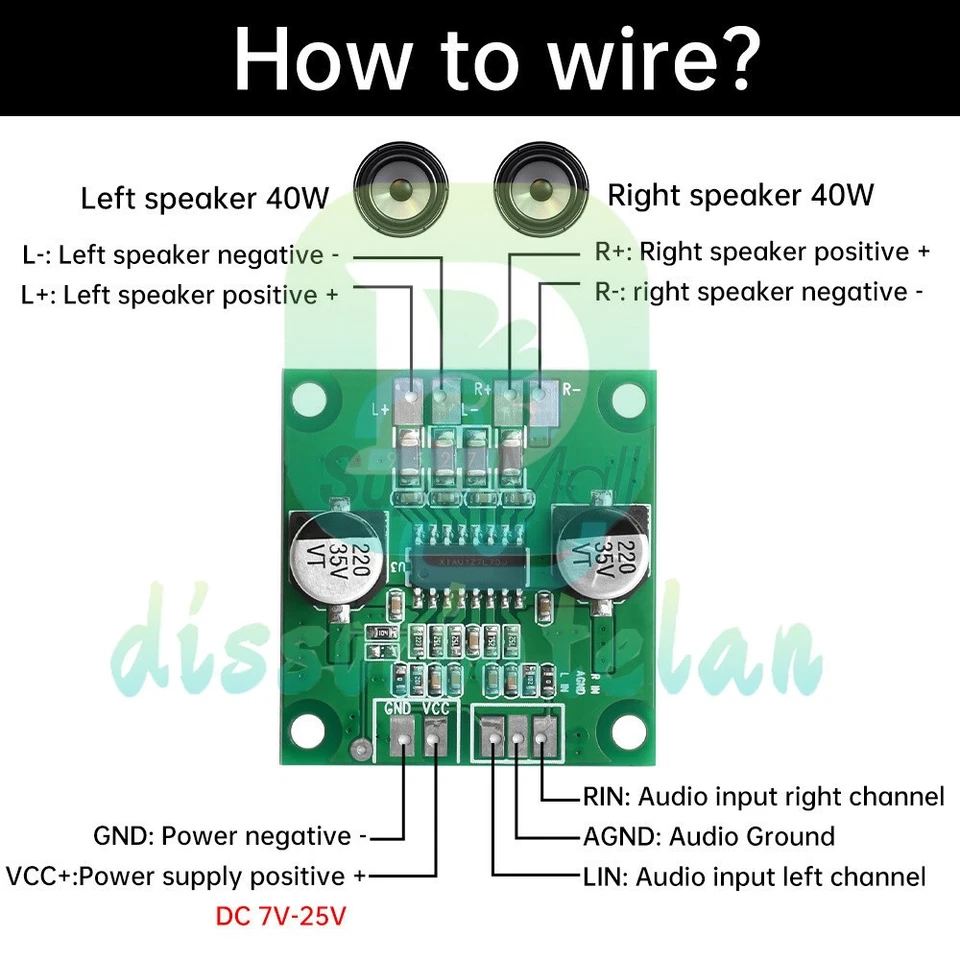 2x40W Mini Digital Power Amplifier Board CS8673E Audio Power Amplifier Module - Bild 3 von 4