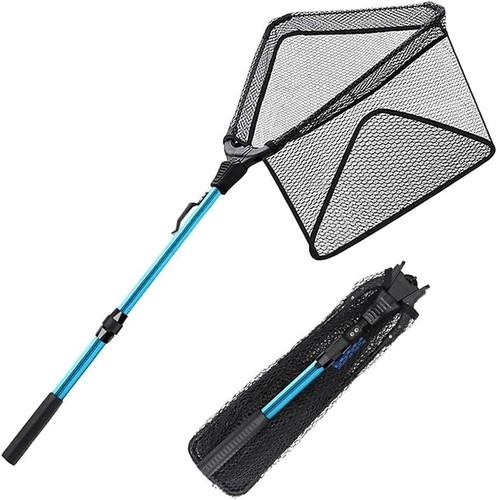 Fishing Net Fish Landing Nets Ice Fishing Collapsible Telescopic Sturdy Pole ...