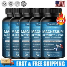 Magnesium Glycinate 500mg With Zinc,D3 Improved Sleep, Stress , Anxiety Relief