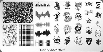 Maniology M017 Nail Stamping Plate Metal Punk Music Anarchy