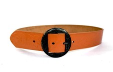 Dos Flores Vintage Embossed Orange Leather Plain Belt. Size 34 Removable Buckle.
