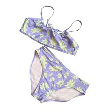 Art Class Girls Purple Smiley Daisy Bikini Swimsuit 2-Piece Youth Size L 10/12