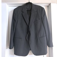 Stafford Mens Gray Pure New Wool Two Button Blazer Sport Coat 46R Business