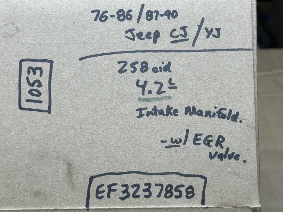 ✅ 76-90 Jeep CJ Wrangler YJ 4.2 258 carburador colector de admisión con válvula erg elevador de calor Foto 2 de 4