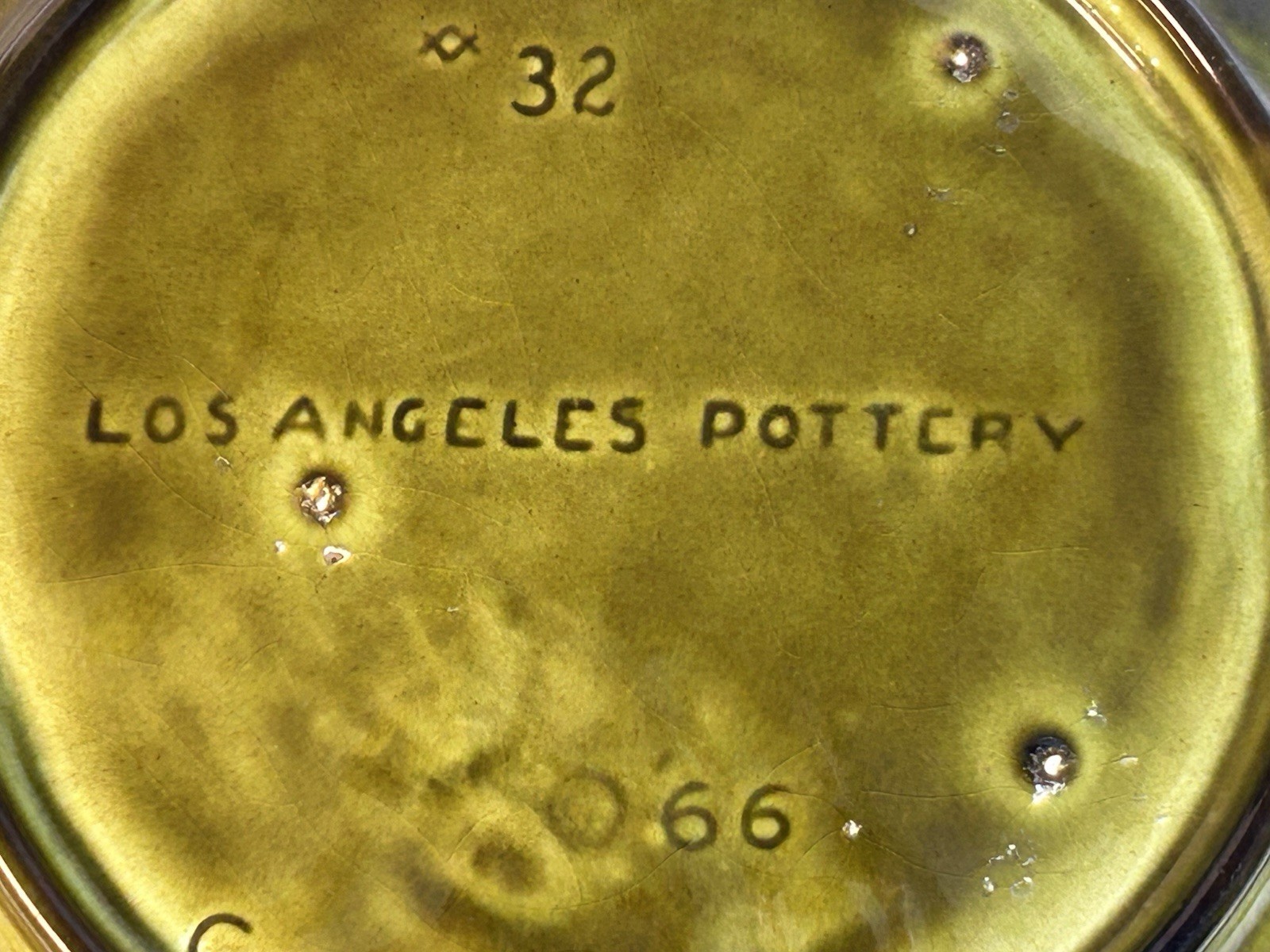 Vintage c. 1960's Los Angeles Pottery 14" LARGE Fruit Bowl w/embossed design