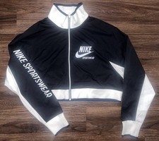 Womens Nike Crop Jacket Full Zip Windbreaker 90s Design Red Tag 897584-010 Sz M