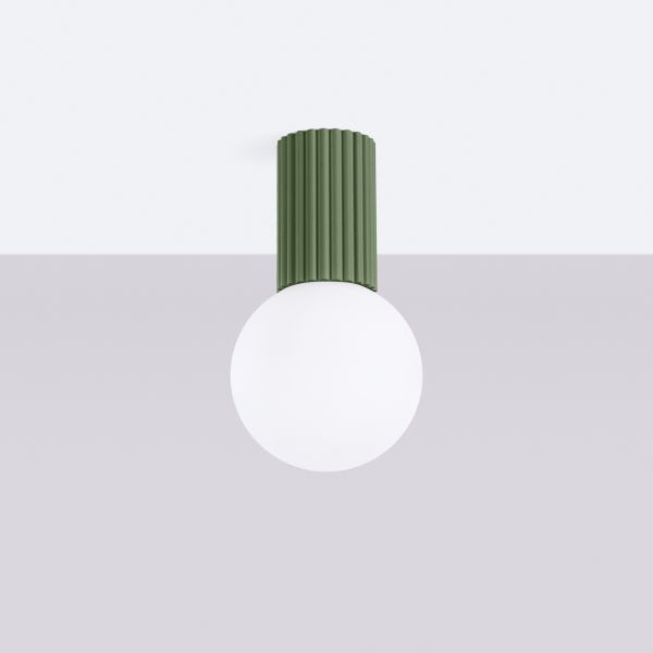 Plafonnier aluminium vert olive G9 solution gain de place compact